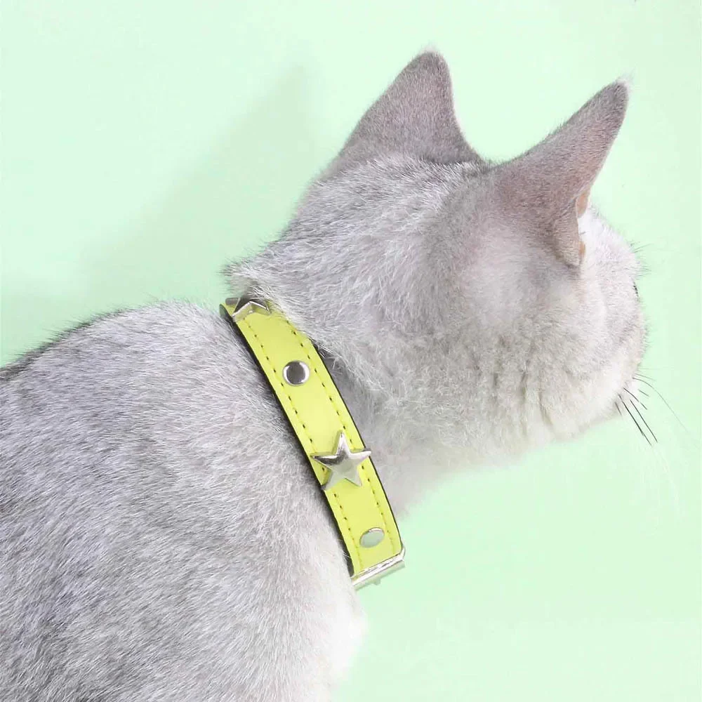 S/M/L Star Borchie Pet Collare di Cane di Cuoio del Cucciolo Collari per Cani di Piccola Taglia Media Cat Neck Strap forniture Per animali da