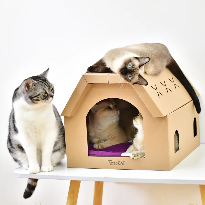

Cats Scratcher Lounge for Indoor Cat Cardboard Scratching Toy Paper Cat House with Scratch Pads