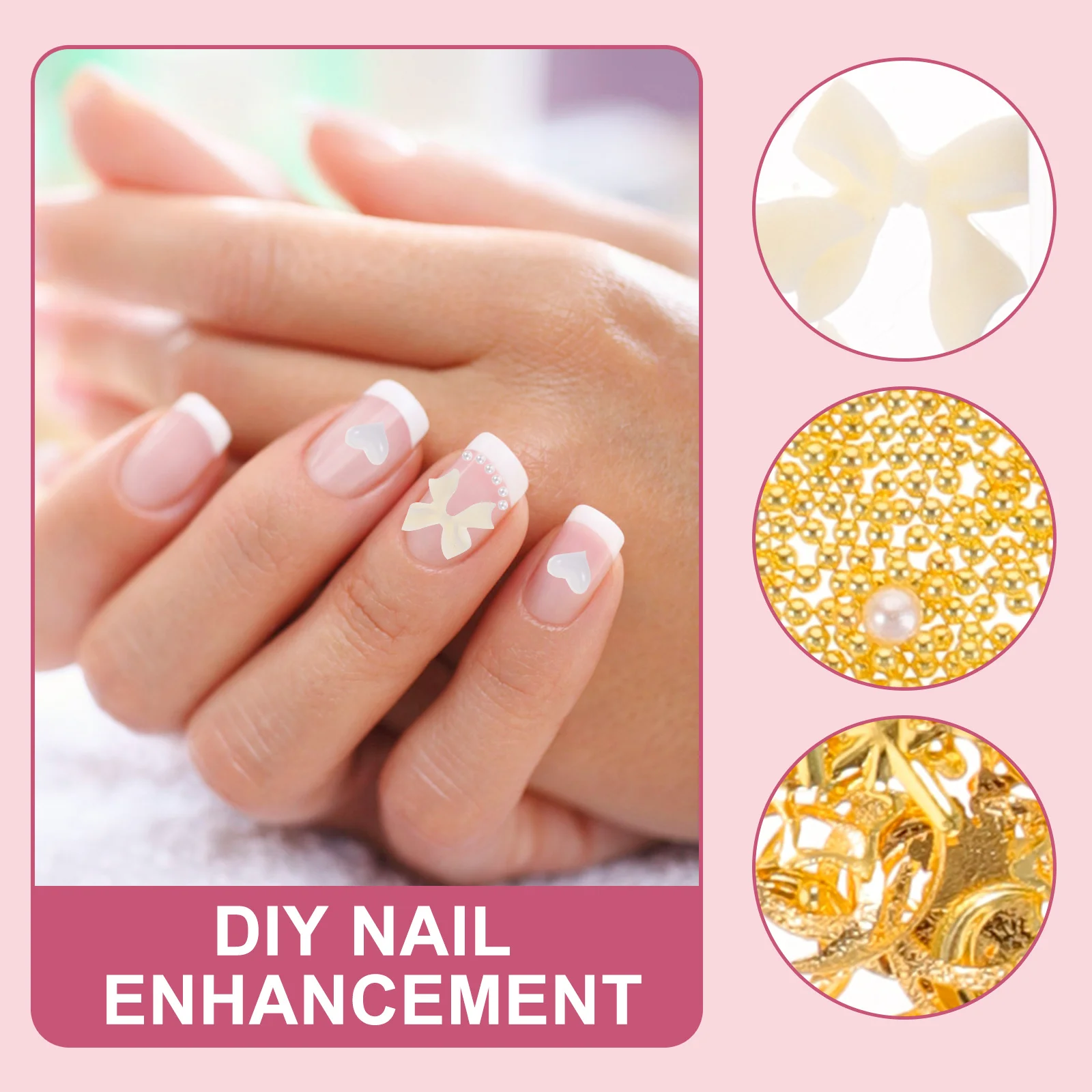 

2 Boxes Nail Jewelry Rhinestone Nails DIY Art Flower Charms Silver Pearls for Nail Decoration Accessories Graduation Work Party