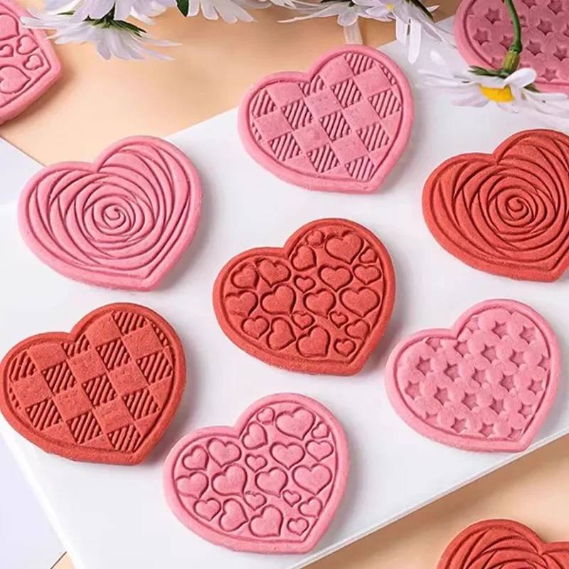 

Valentine's Day Love Heart Biscuit Cutter Mould DIY Baking Fondant Icing Frosting Cookie Embosser Mold Cake Decorating Tools