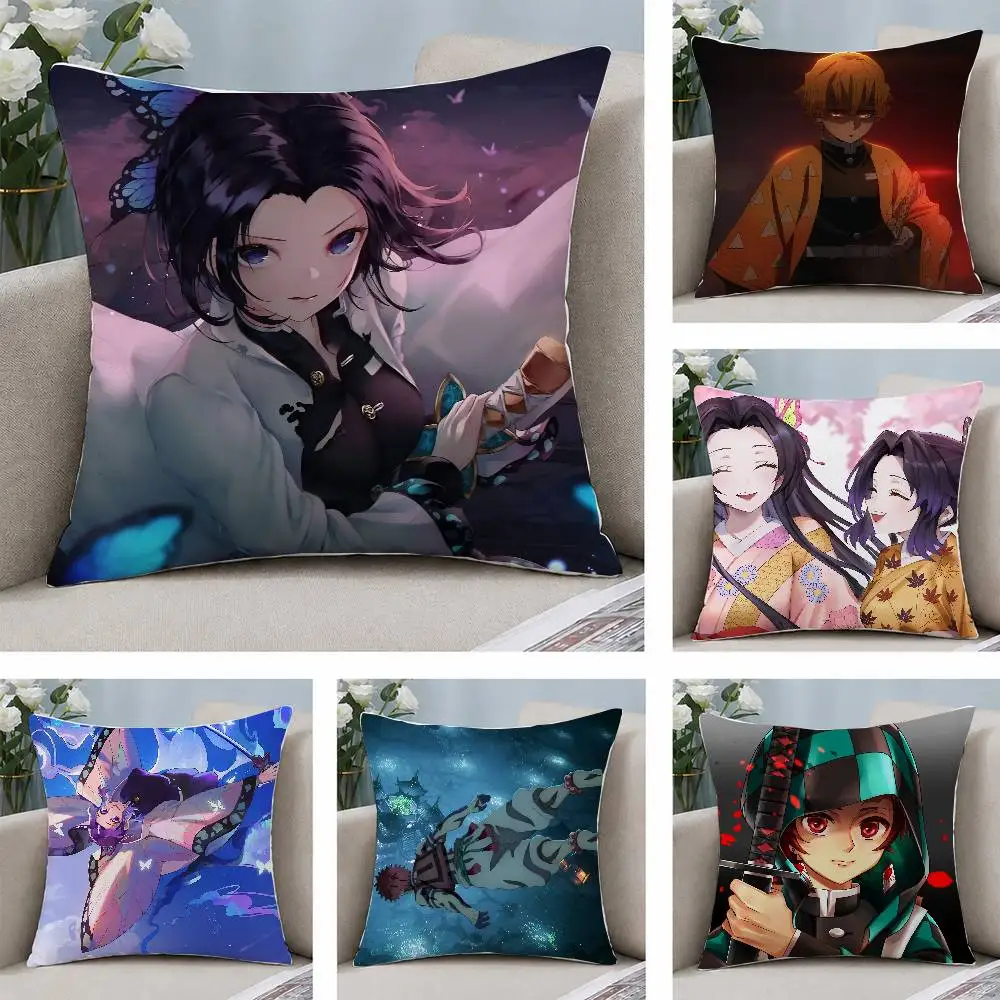 Demon Slayer Hashibira Inosuke Anime Plush Pillow Cover Soft Short Plush Cushion Cover For Sofa Bedroom Home Decor Gift