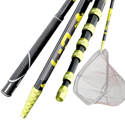 PAZA Fishing Hand Net Fly Folding Telescopic High Carbon Ultralight Portable Landing Nets 2.1/3/3.6/4M Carp Fishing Accessorie
