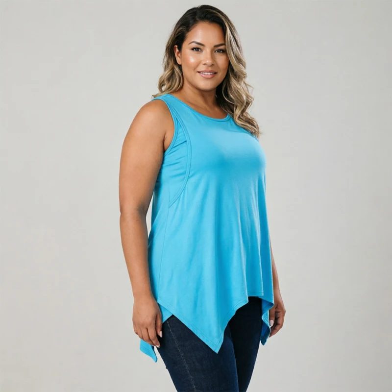Sleeveless Maternity Nursing Tank Top Modal Side Open Breastfeeding Irregular Hanky Hem A Line Plus Size Pregnancy Vest