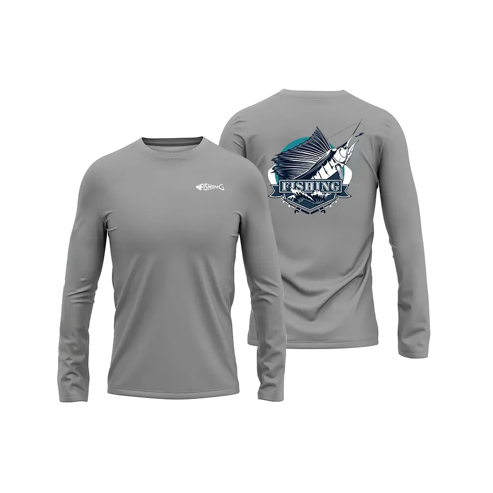 

Мужская рубашка для рыбалки, одежда для рыбалки с принтом, рубашка для рыбалки с длинными рукавами, топ с круглым вырезом для занятий спортом на открытом воздухе