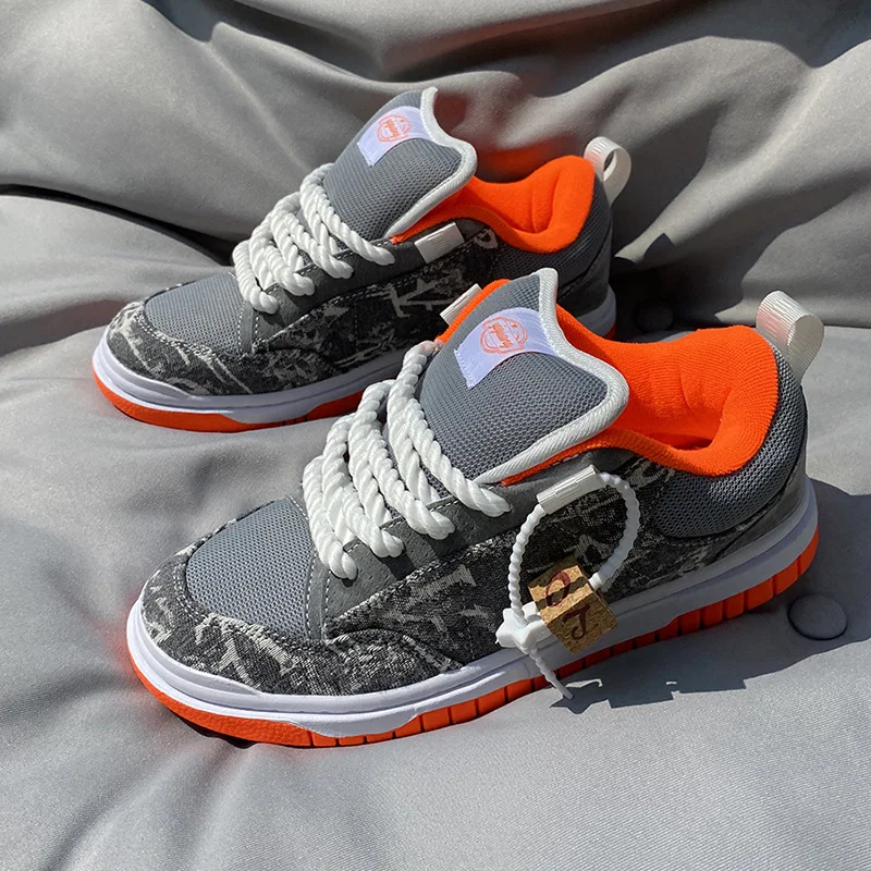 

Large Size Men Volcano Gray Low-top Thick Big Tongue Sports Shoes Women Couple Versatile Trend Leisure Skateboarding Shoes