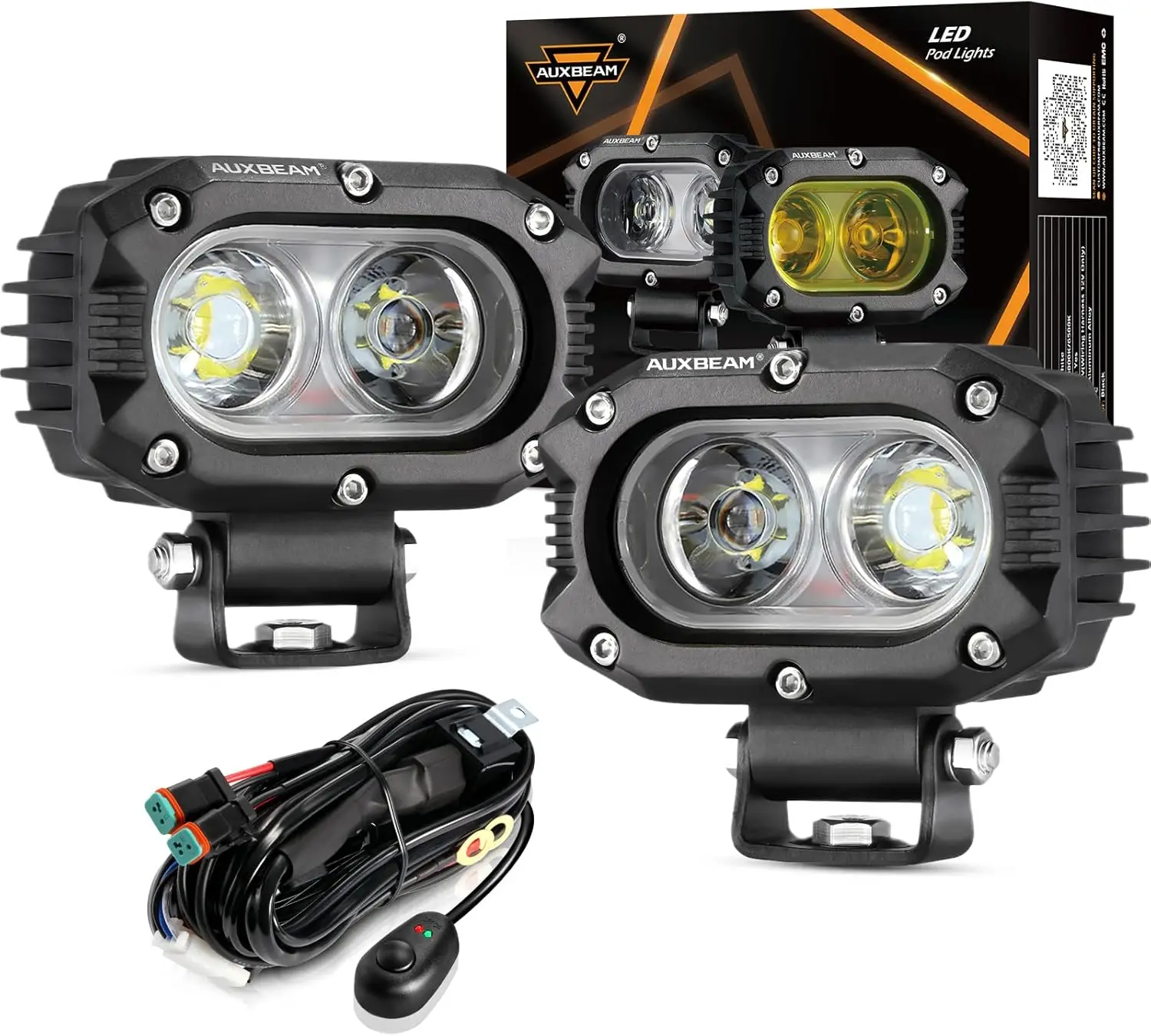 

4 Inch Square LED Pod Light, 60W 6000LM White Flood Beam for Offroad Trucks SUVs ATV (2 Pack)