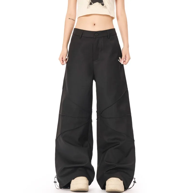 OR FL Women's American Deconstruction Design Sense Wide Leg Suit Pants Trendy Brand High Street Baggy Slacks Staraight Trousers
