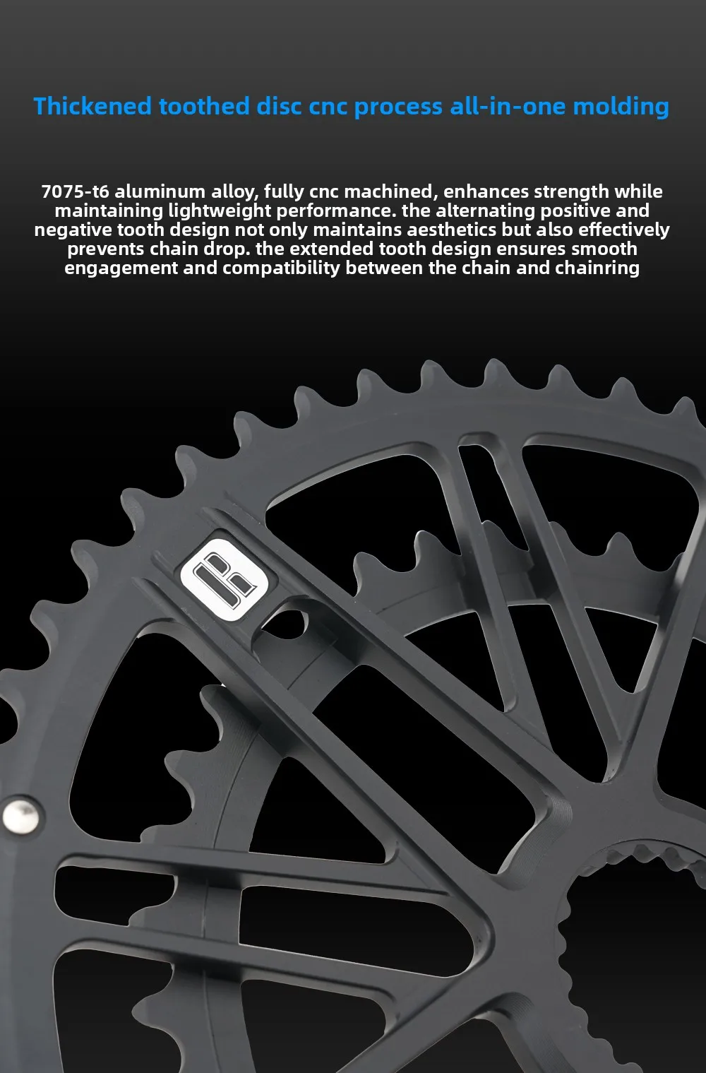 RIRO MTB-Kettenblatt, schmal-breit, Einzel-/Doppelkettenblatt-kompatibel, Shimano Direct Mount M9100/8100, Fahrradpedal-Getriebesystem-Zubehör – Detail 2