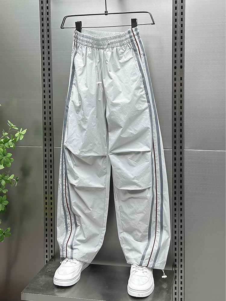 Summer Thin Fashion Trend Outdoor Men's Loose Striped Patchwork Casual Pants Versatile Youth Stylish Quick-Dry Sports Pants