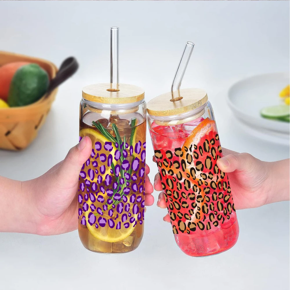 5 Sheets Green Leopard Print UV DTF Stickers Mug Decoration Gift UV DTF Stickers Transfer Sticker
