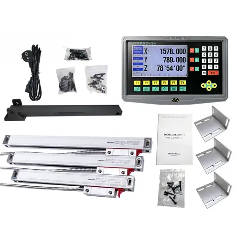 YU800-3 set 19 language 3 Axis DRO  Display And 3 Pieces 5U Linear Glass Scale Encoder 50-1000mm Boring Machines Milling