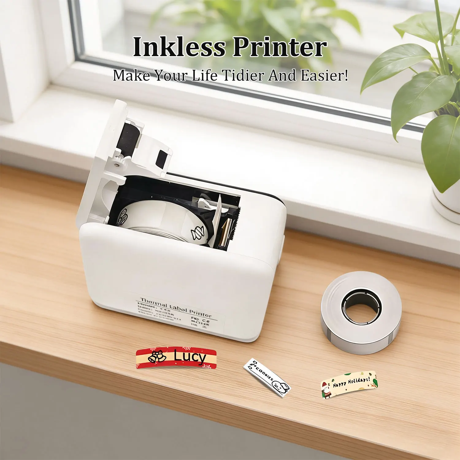 Thermal Label Printer Similar Labeling Machine Wireless Bluetooth Label Maker With Label Sticker