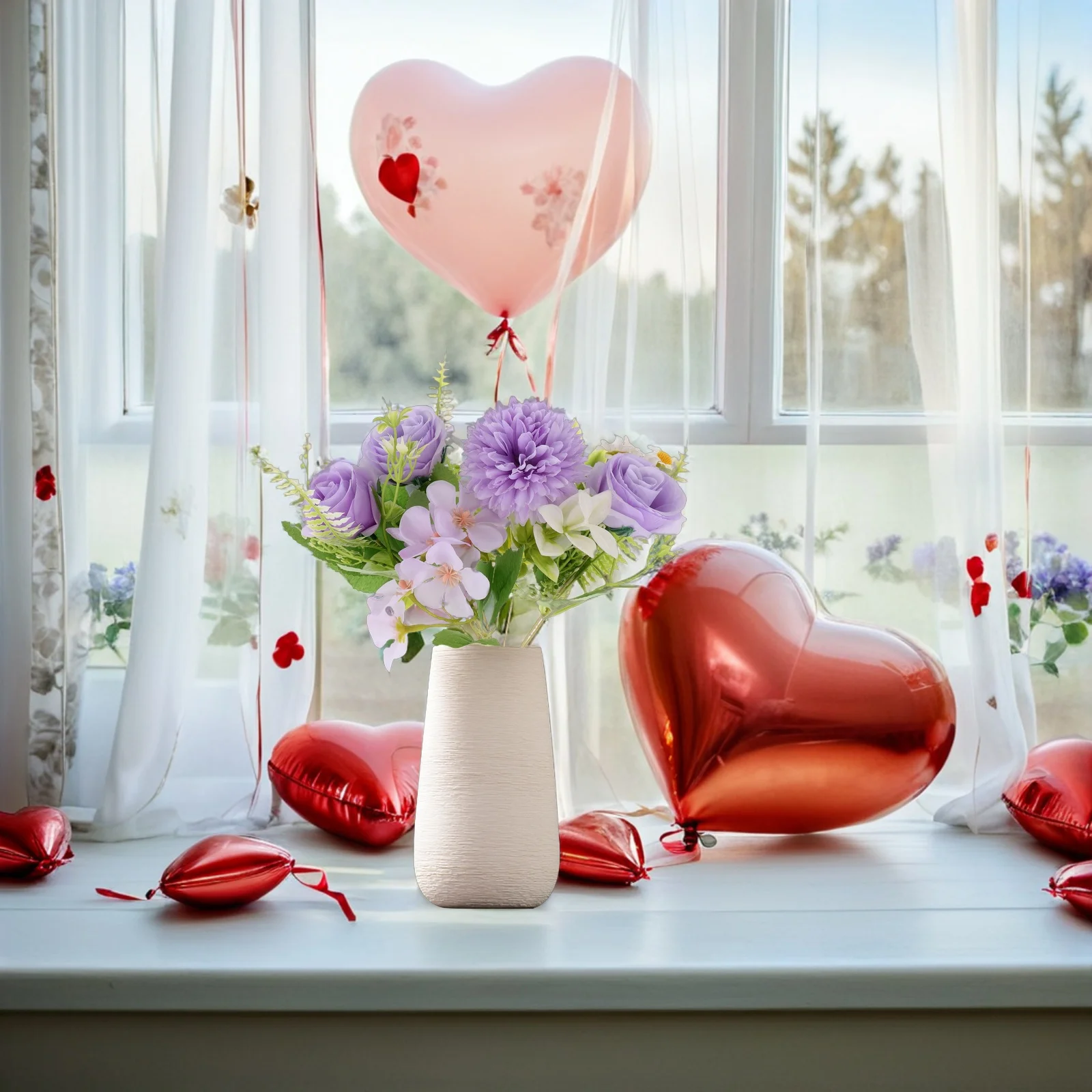 2Pcs Artificial Flowers Roses Lifelike Simulation Bouquet for Party Wedding Decoration Low-Maintenance Decorative Flower