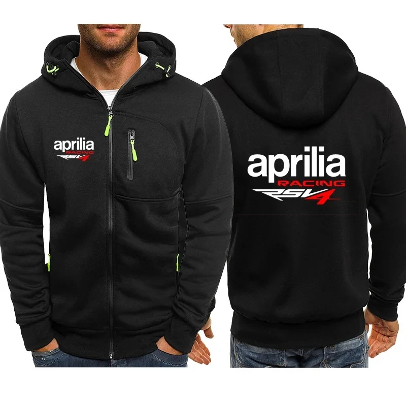 Spring Autumn Men\'s Hoodies Aprilia Racing RSV4 Logo Print Fashion Sports Windbreak Warm Comfortable Hooded Splicing Sweatshirt