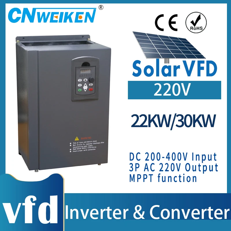 Imagem -06 - Conversor Solar de Frequência Vsd Vfd Inversor Solar 50hz Europa 220v 11kw 15kw 18.5kw Entrada dc 200400v Saída 3phase