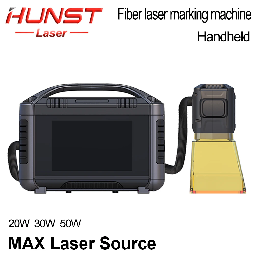 HUNST 20W 30W 50W Protable Hand-held Fiber Laser Marking Machine For  Engraving DIY Print Metal Gift LOGO QR BAR Code Word IMage