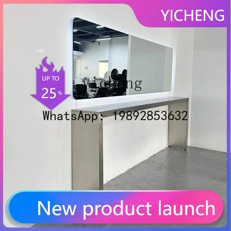 H3  hair salon stainless steel perm and dyeing table management mirror table Chase mirror hair cutting countertop integrated