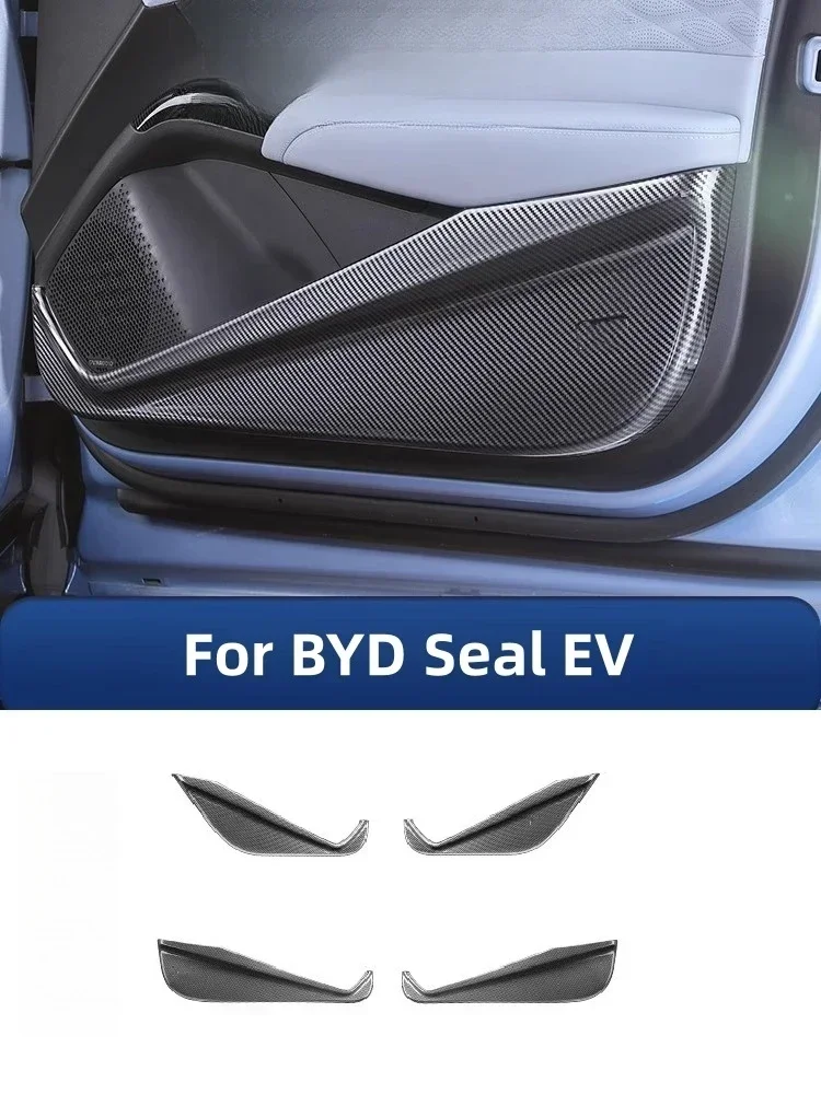 For BYD Seal EV 2023 2024 ABS Carbon Fiber Car Door Anti Kick Sticker Car Door Edge Protective Cover Car Styling