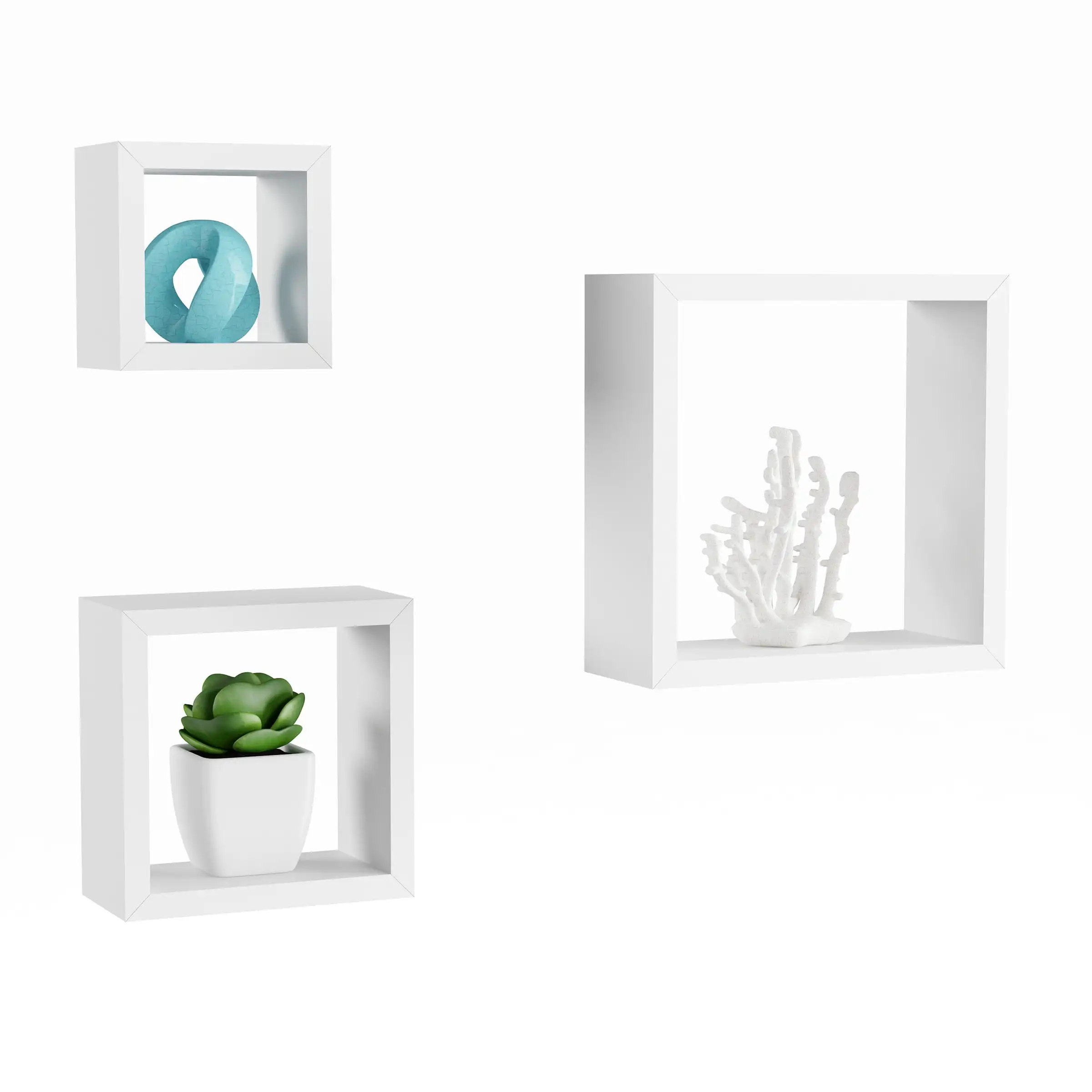 

Floating Shelves- Cube Wall Shelf Set with Hidden Brackets, 3 Sizes to Display Decor, Books, Photos