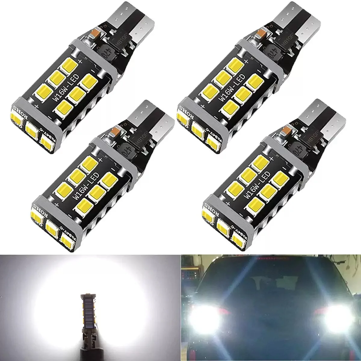 

4 шт. T15 W16W Светодиодная лампа Canbus Super Bright 6500K Белый 2835 SMD 921 912 T16 902 Светодиодные фонари для задних фонарей автомобиля
