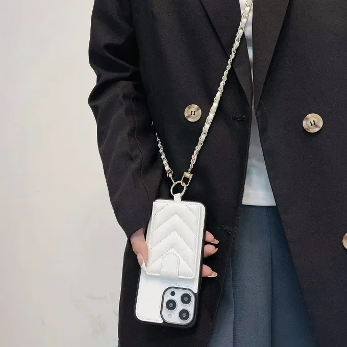 FF-16E Big V embroidered card holder for iPhone 14 Pro MAX Phone case iPhone13 shell high-grade metal cross-body