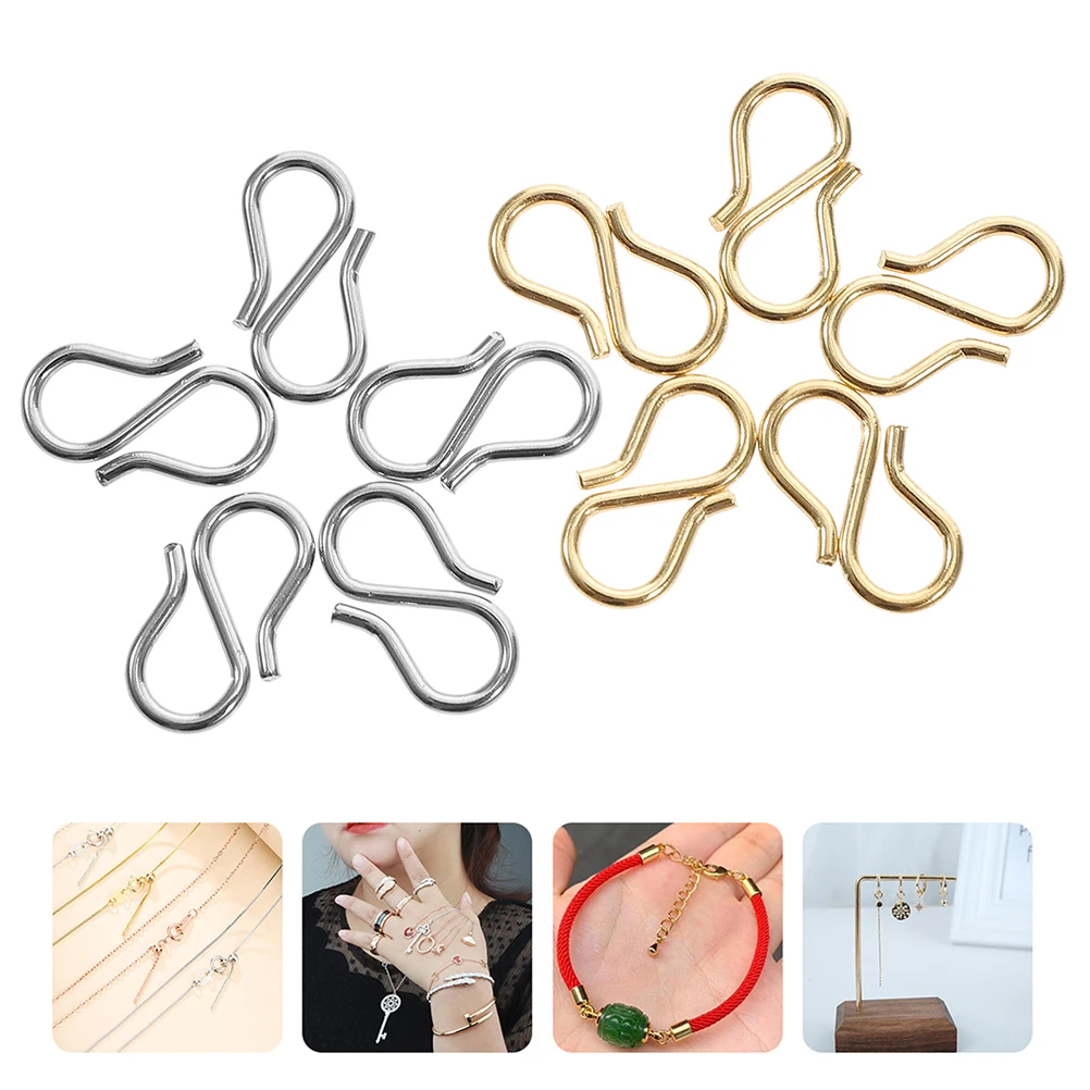 

10 Pcs Decorative Hooks Stainless Steel Buckle S-hook Necklaces Connector Bracelet Connectors