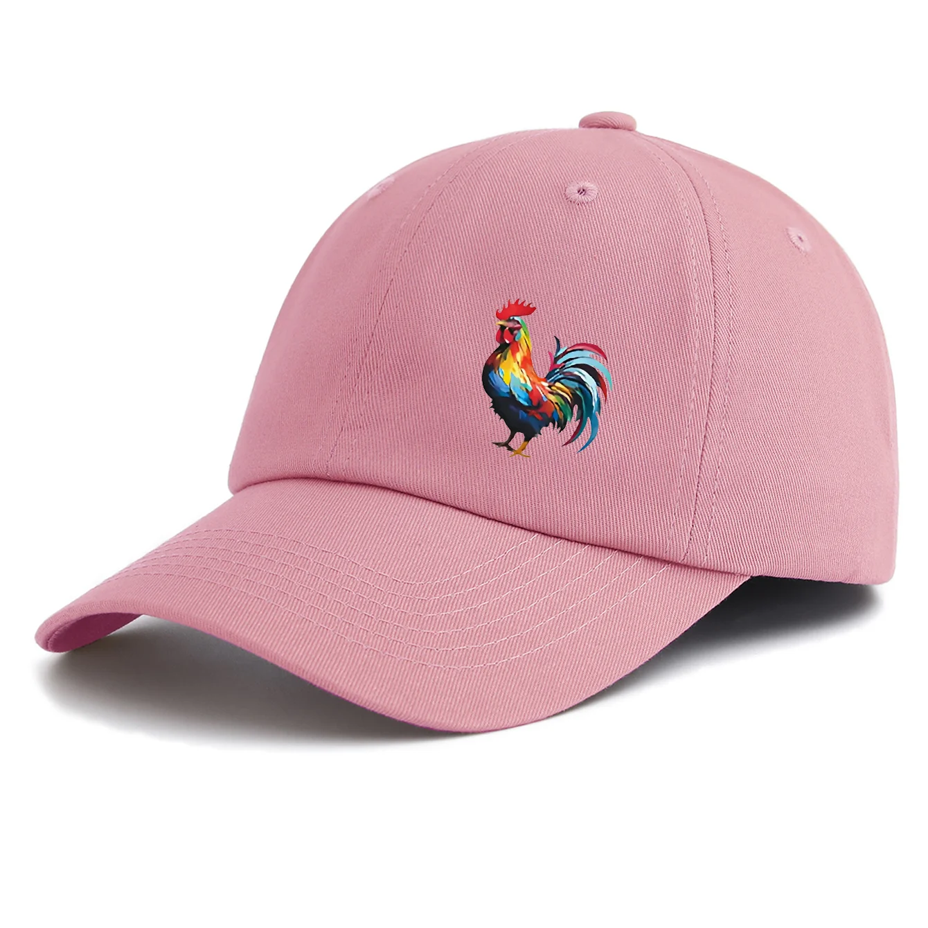1PS Colorful Rooster Printed Baseball Cap Multi-color Classic Farm Animal Sun Hat Vintage Cock Gorras Beige Dad Hat view 3