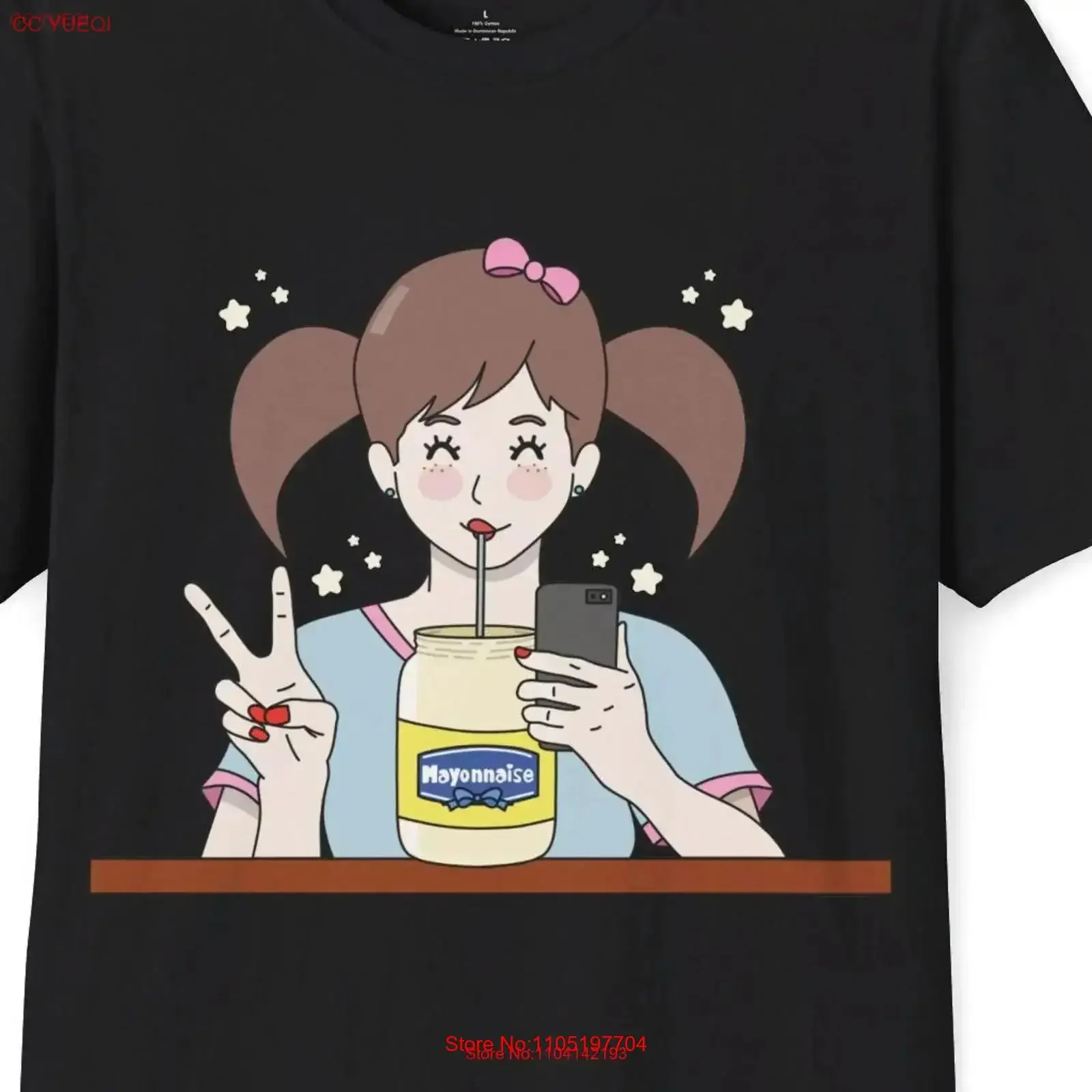 

Футболка Mayo для девочек, винтажная стираная эластичная универсальная уличная одежда, топ для повседневной носки, повседневная дышащая футболка с рисунком