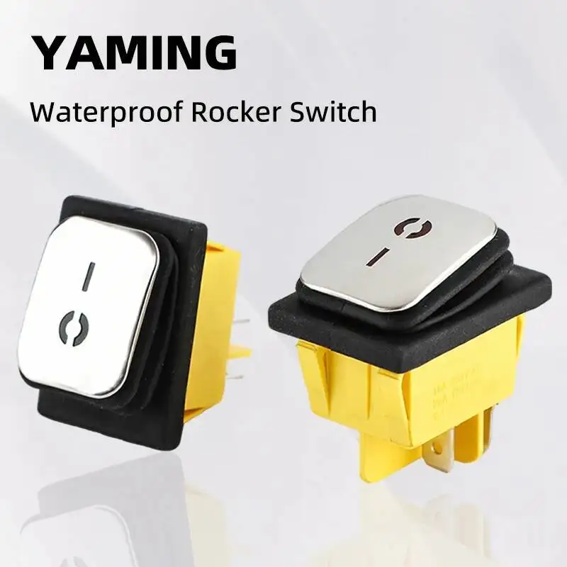 

Stainless Steel Power Rocker Switch Commercial High Heat Stove One-Key Start Self-Locking Boat Type With Light Two Positions