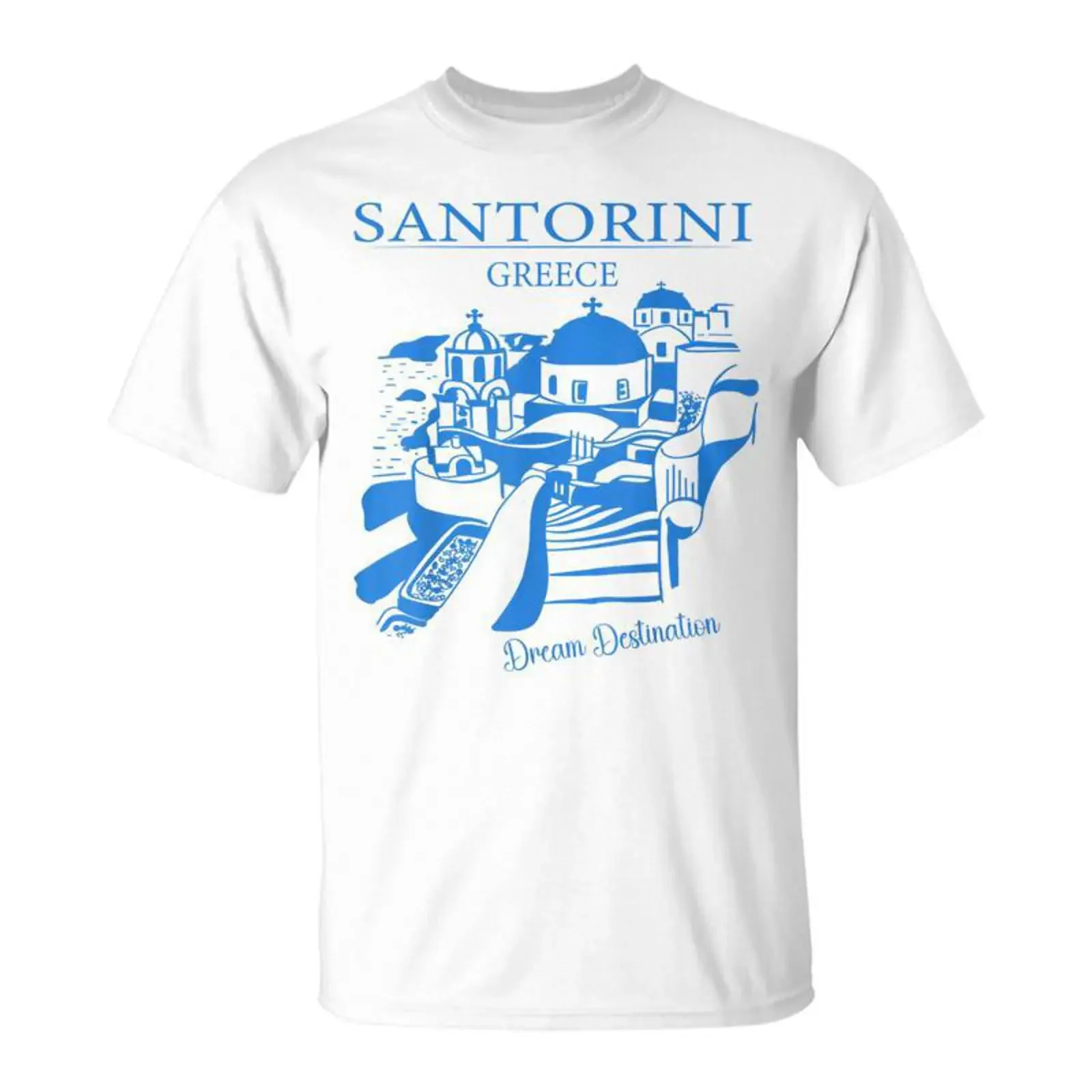 Santorini Greek Dream Destination Beach Greece T Shirt Seseable UK vintage Washed Stylish graphic Stretched Unisex Casual