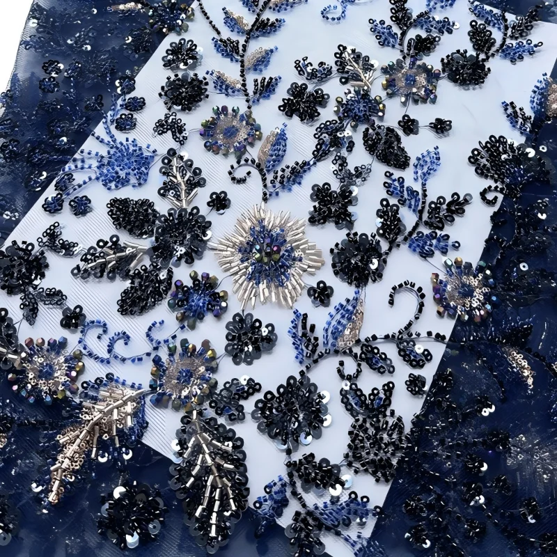 2025 Luxury African Jacquard Brocade Fabric 5 Yard High Quality 3D Beaded Guipure Cord Lace Material For Wedding Party Dress DIY
