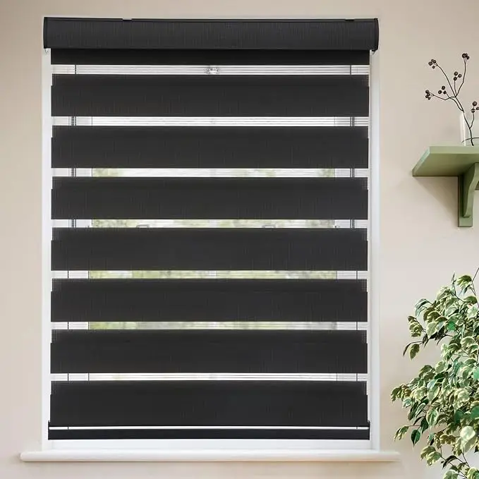 Factory Price Waterproof Fireproof Motorized Cordless Remote Control Day And Night Zebra Blinds For Window