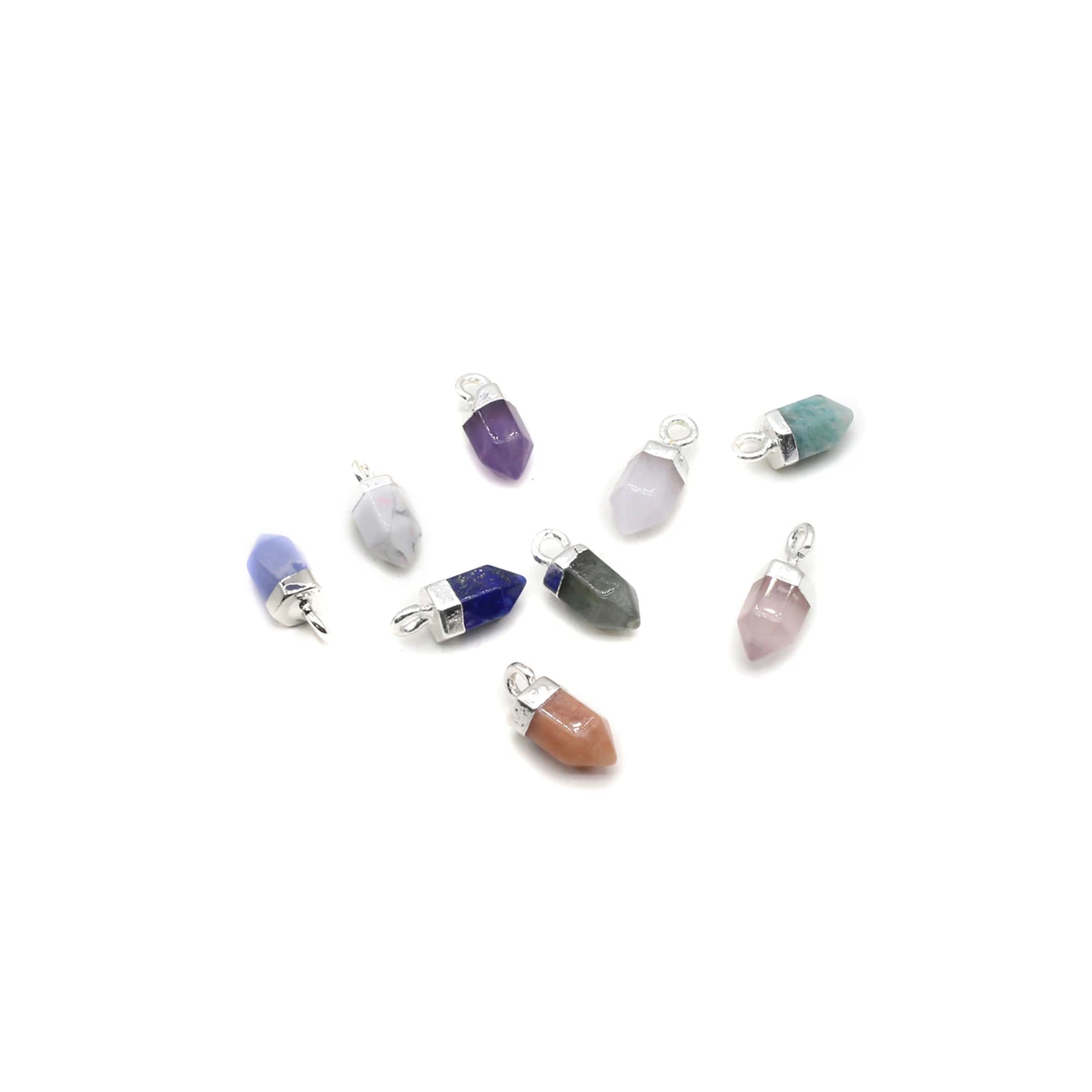 Hexagonal Pyramid Natural Stone Pendant Exquisite Gemstone Charms DIY Jewelry Making Supplies for Bracelet Necklace Accessories