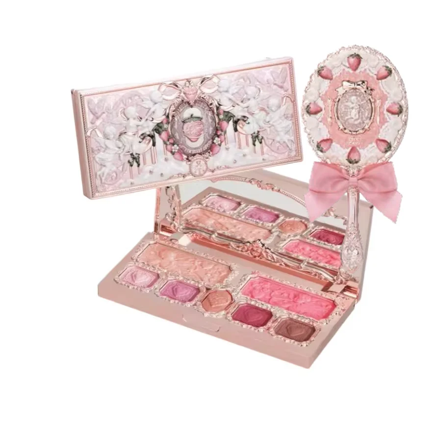 

Flower Knows Strawberry Cupid Collection Set Make-up Palette 14g Pink Eyeshadow Blush Concealer Powder Makeup Hand Mirror Kit