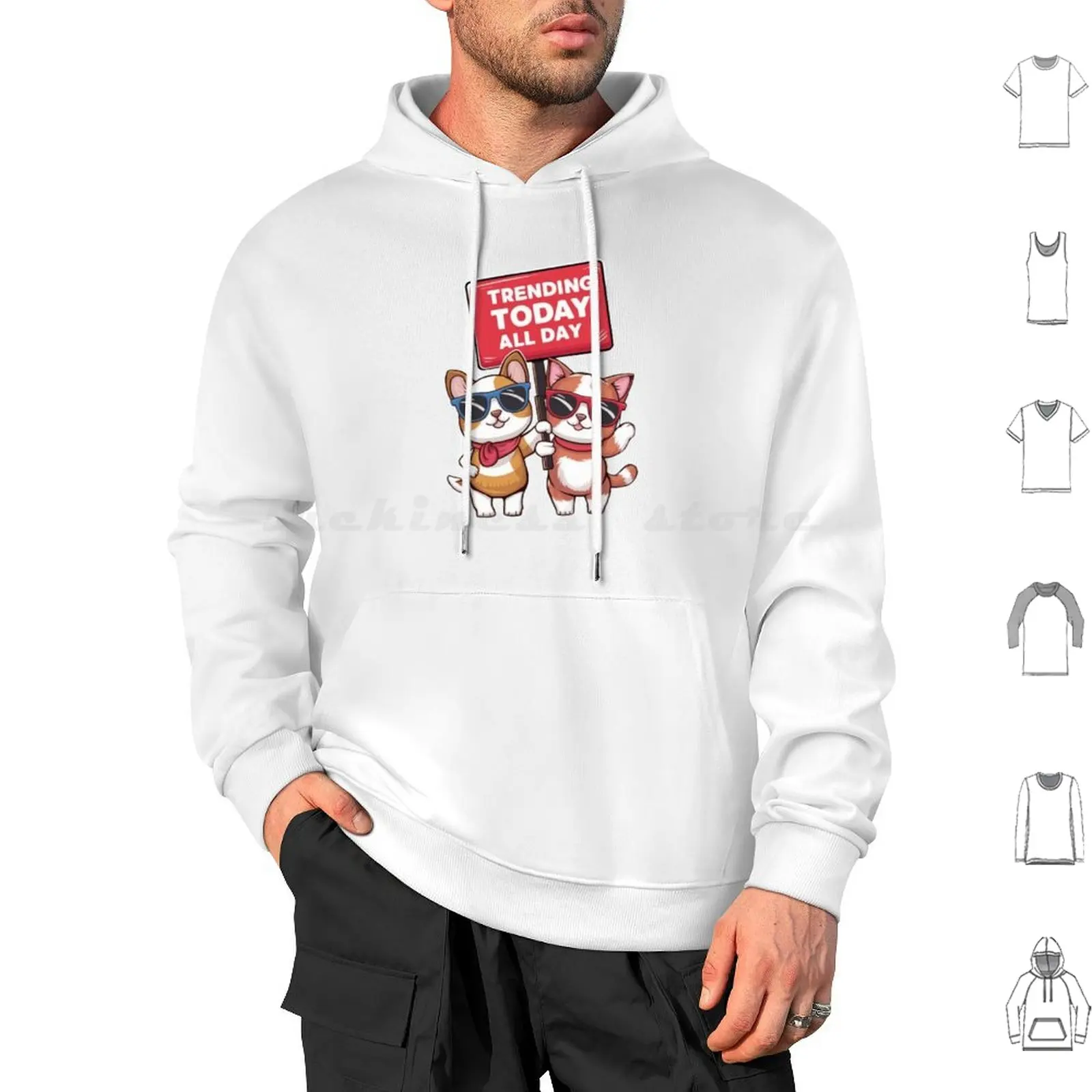 Trending Today All Day Hoodie cotton Long Sleeve Trending Cat Dog Cartoon Cute Trend Cat Lover Dog Lover Funny Saying Humor