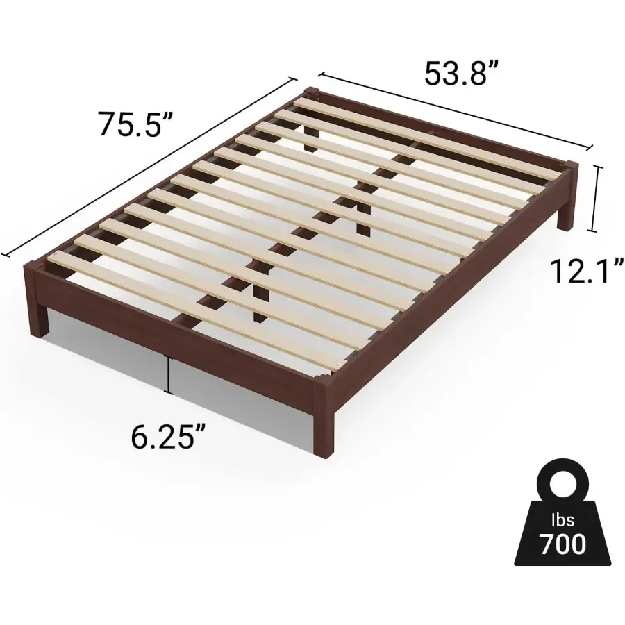 Full Bed Frame Signature Wood Platform, Noise Free, Under Bed Storage, No Box Spring Needed, Easy Assembly, Espresso