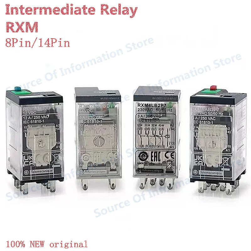 

5Pcs Schneider Electric Intermediate Relay RXM2LB2BD RXM4AB2P7 12V 24V 230VAC 8Pin/14Pin