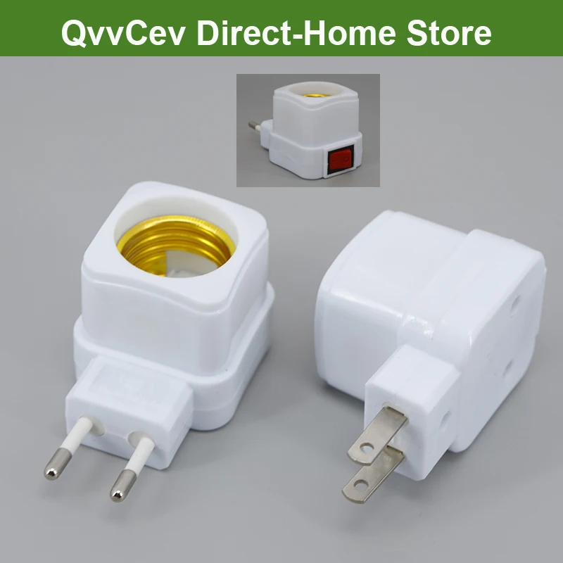 AC power E27 LED Light Lamp Bulbs Socket Base ABS Holder Adapter with ON/OFF Switch