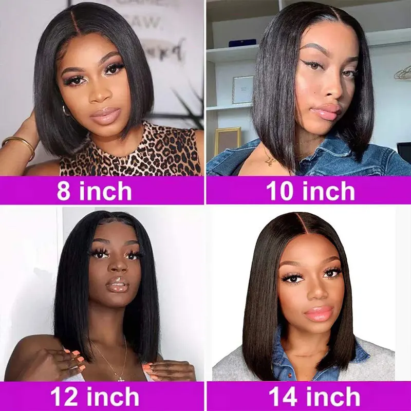 Straight Human Hair Wig Bob Wigs Brazilian Transparent Lace T Part Wig For Black Women Bone Straight Remy Hair Wigs PrePlucked