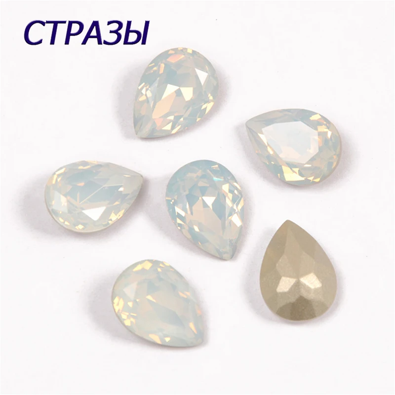 

Hot Selling White Opal Dorp Shape K9 Fancy Crystal Stones Popular Nail Strass Rhinestones for 3D Nail Art Decorations