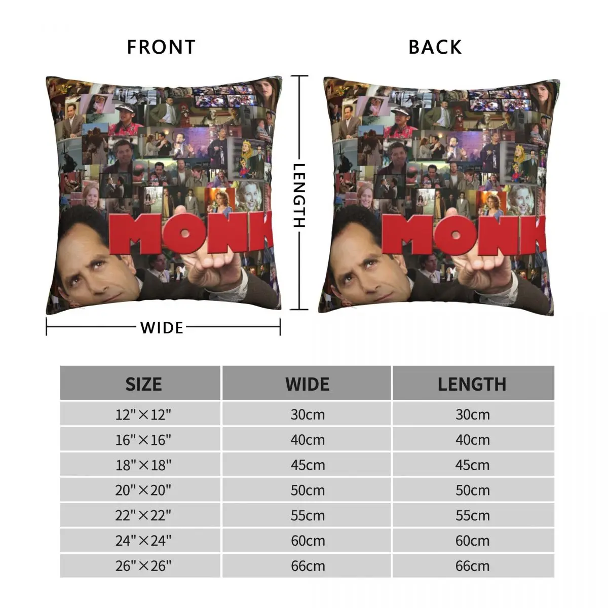 Adrian Monk Collage Square Pillowcase Polyester Linen Velvet Creative Zip Decor Home Cushion Case