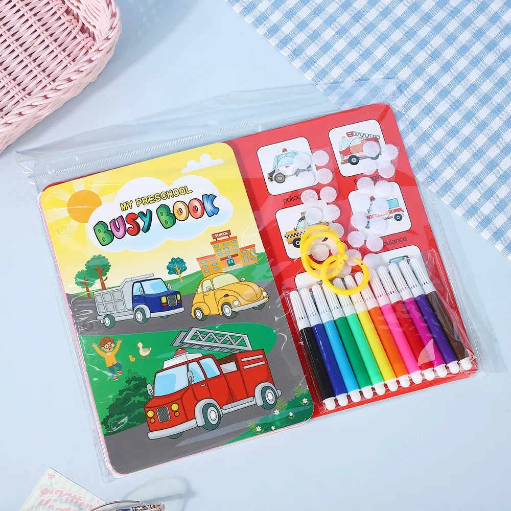 Rustig Boek Set 12 Kleur Aquarel Pen Set Dinosaurussen Marine Graffiti Notebook Set 2-in-1 Dieren Tekening notebook Kinderen