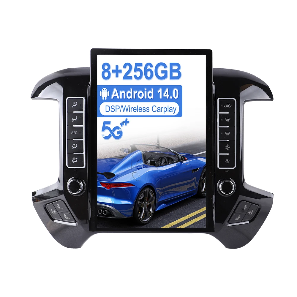 

14,5-дюймовый Android 14,0 8 + 128 ГБ сенсорный экран автомобильная стереосистема для Chevrolet Silverado GMC SIERRA 2014-2018 GPS-радиоплеер головное устройство