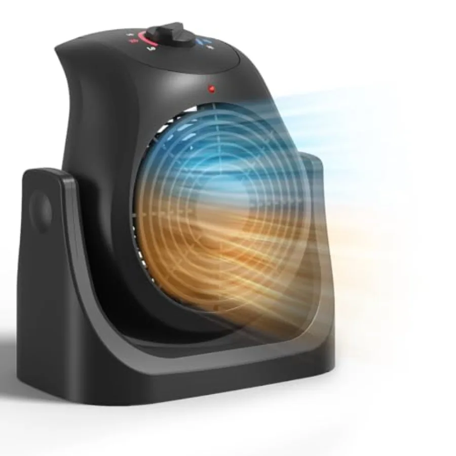 

2 in 1 Heater Fan Combo Portable Space Heater Cooling Desk Fan Air Circulator Fan 45° Tilt 2 Wind Speeds 1500W Overheat Protect
