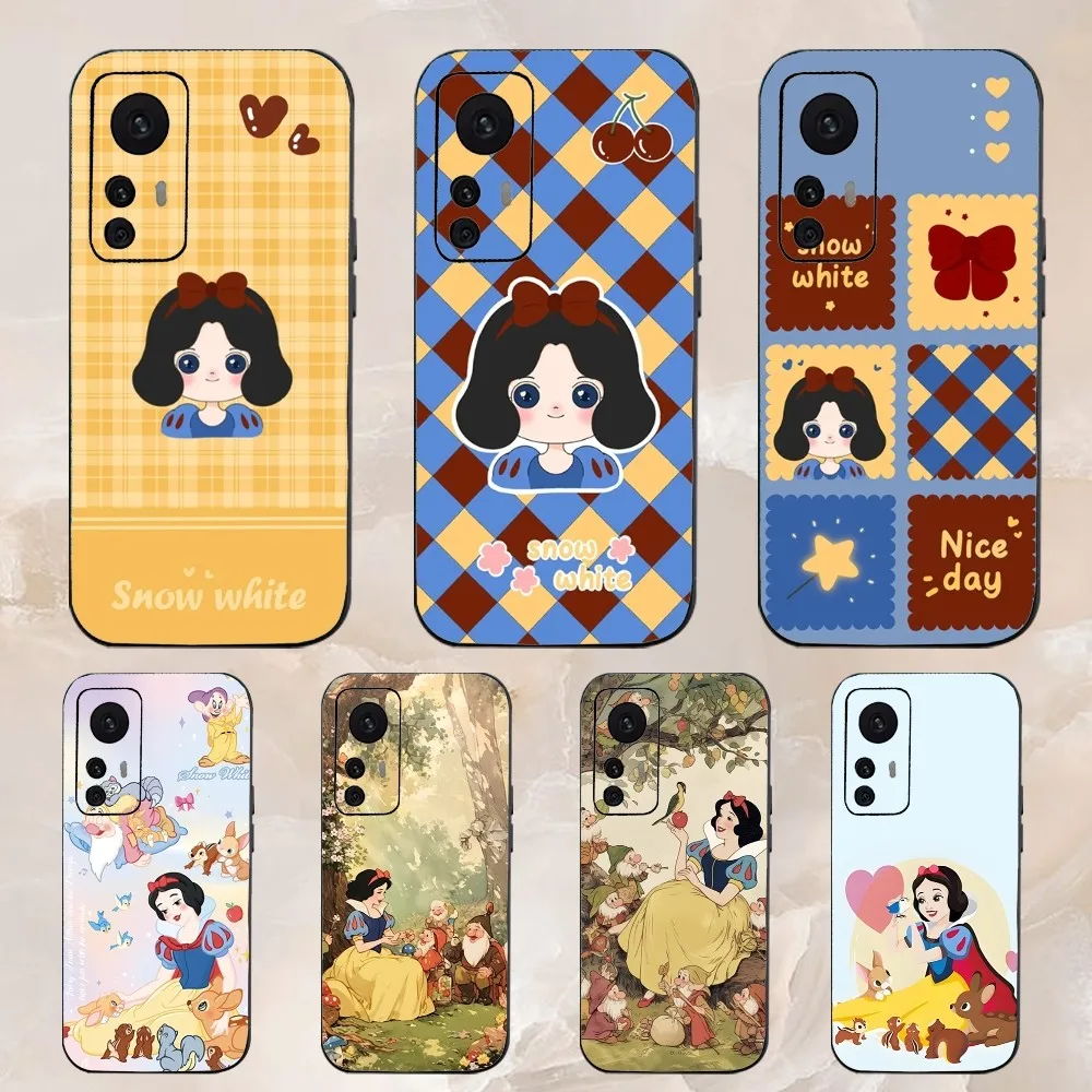 S-Snow White Princess Phone Case For Xiaomi 11 Redmi Note 11 5G 8T 9A 9 10T Note8Pro Note9 12SUltra Black Case