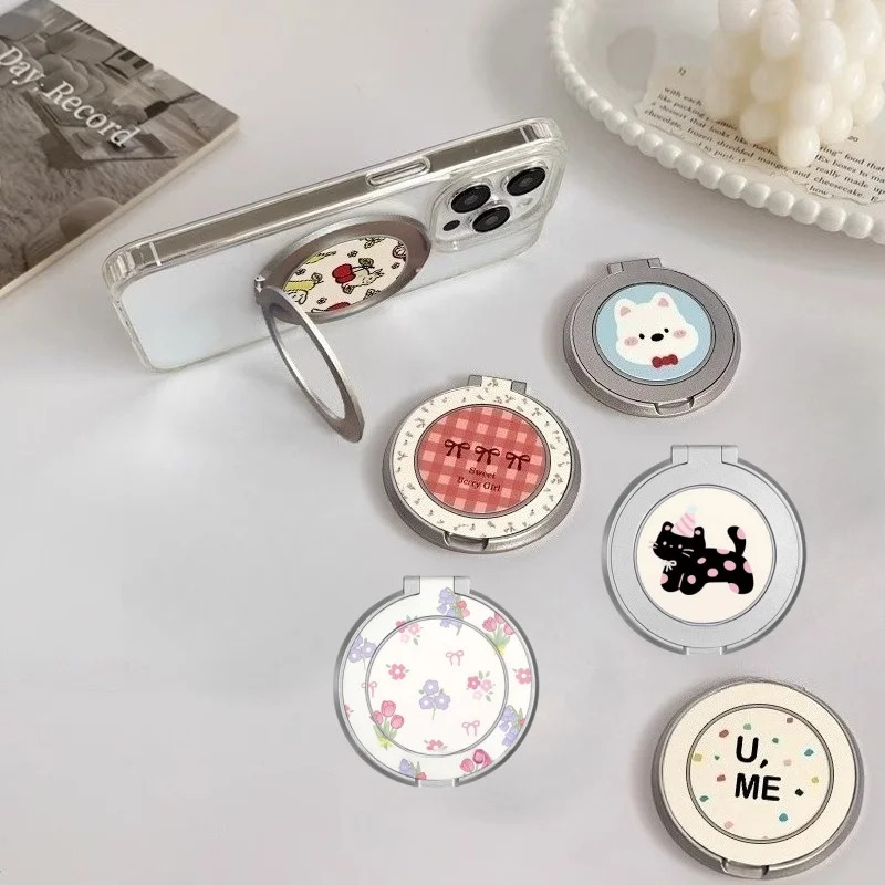 

Держатель для мобильного телефона с милым мультяшным маленьким животным, складной вращающийся на 360 градусов и наклеиваемый фиксированный кронштейн для телефона