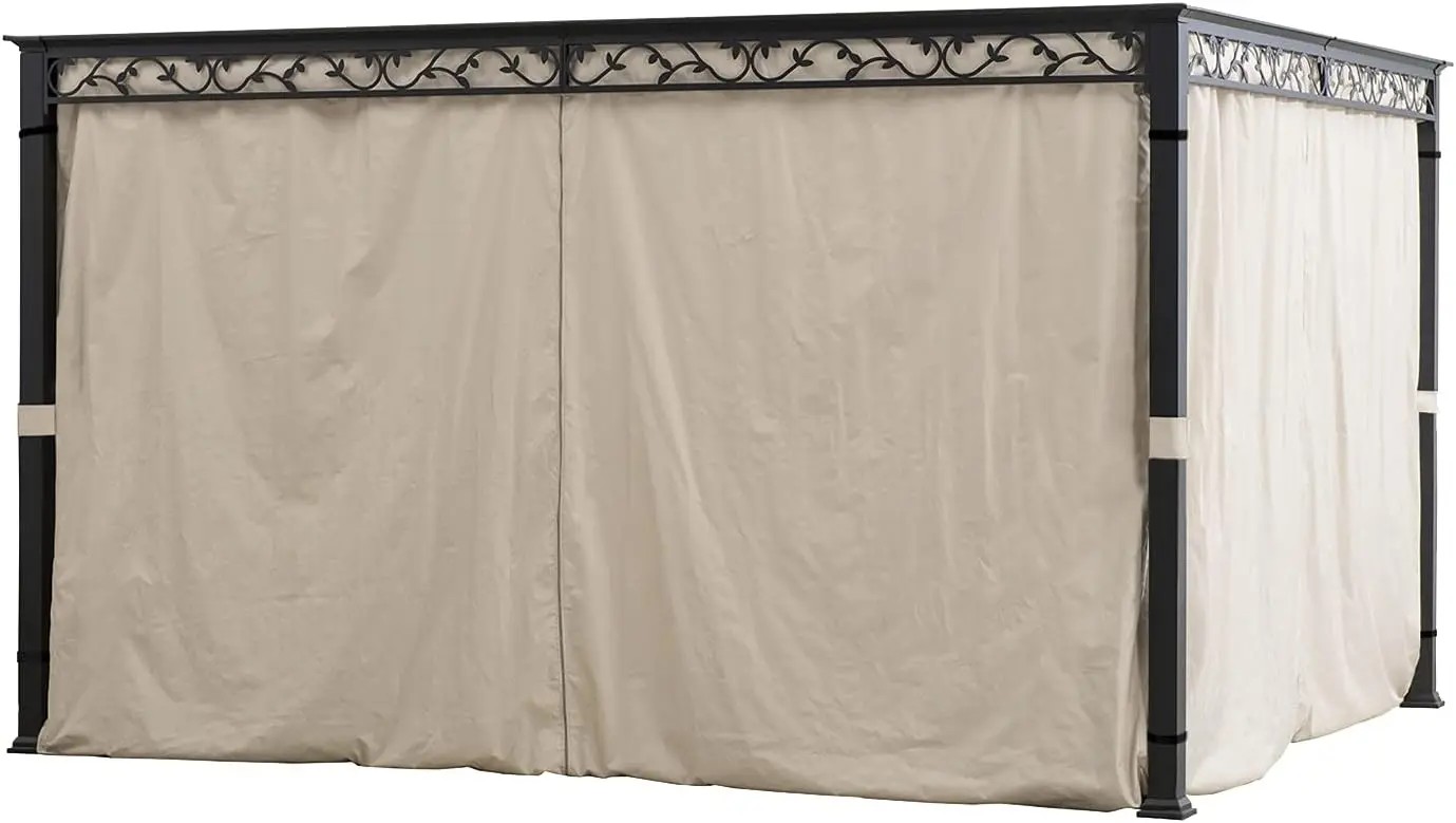 

Universal Gazebo Curta 12' X 12' Replacement 4 Panels Privacy Curtain Set for Gazebo Outdoor (Privacy Side Wall Set On