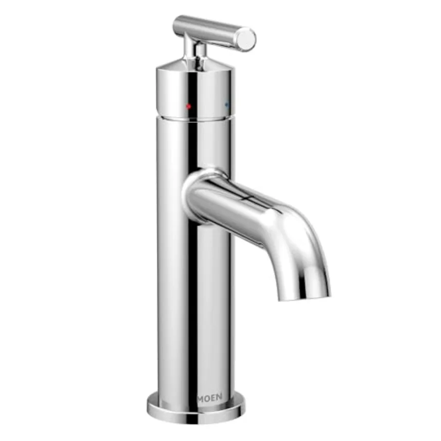 

Chrome One-Handle Single Hole Modern Bathroom Sink Faucet with Optional Deckplate 6145