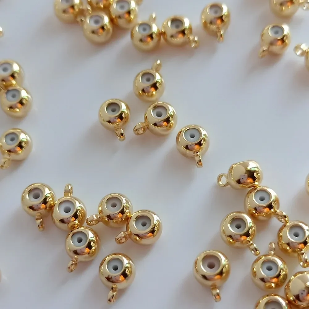 

14K Gold-plated Rubber Beads with Rings Silicone Rubber Adjustment Beads Positioning Chain Closed Loop DIY Jewelry Accessories