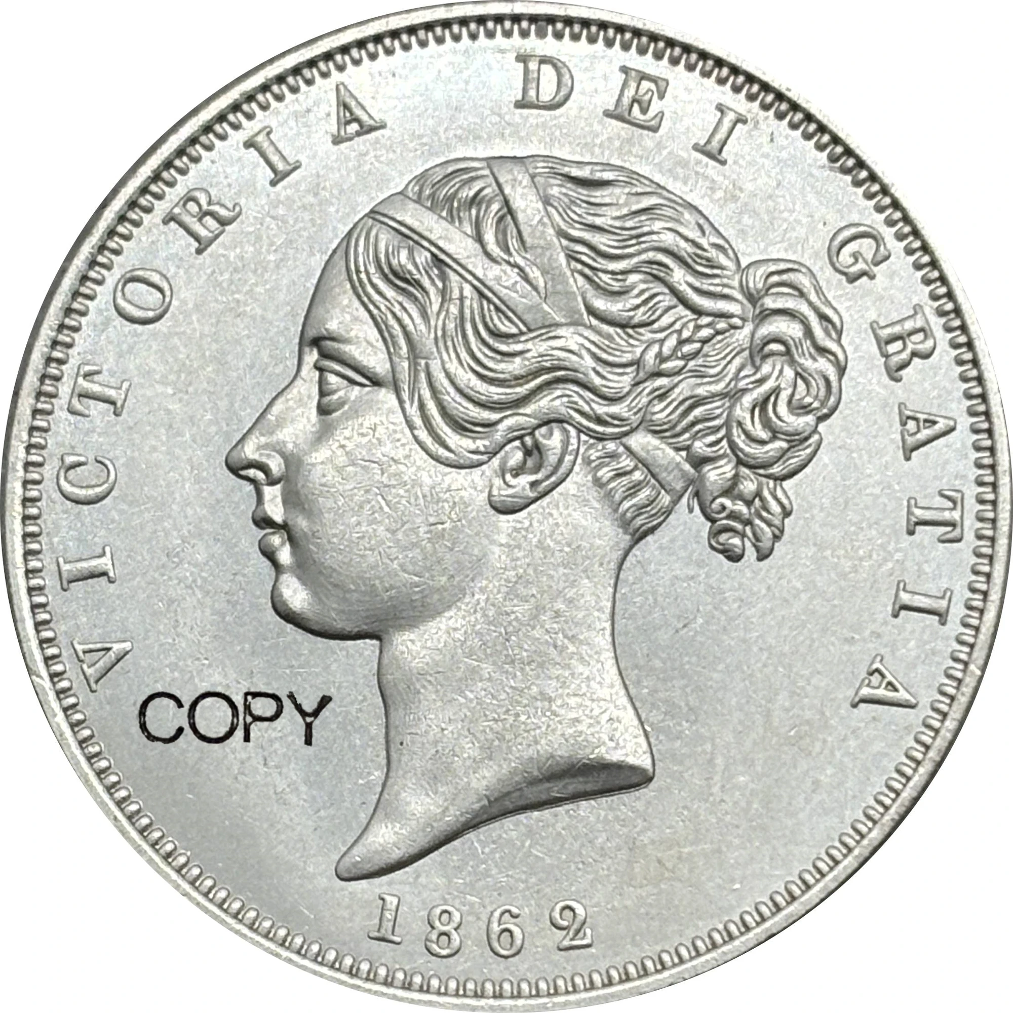 United Kingdom 1862 1/2 Half Crown British Victoria Dei Silver Plated Copy Commemorative Coin Ww2 Moneda Collectible